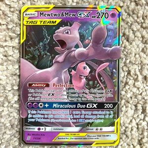 Mewtwo and Mew rare GX TAG TEAM